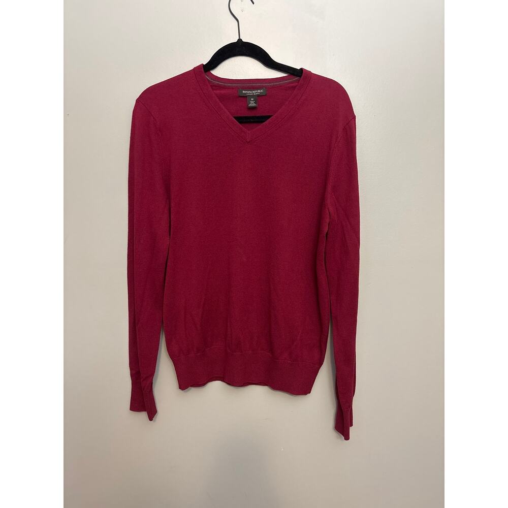 Banana Republic burgundy silk and cashmere V-neck sweater size Med